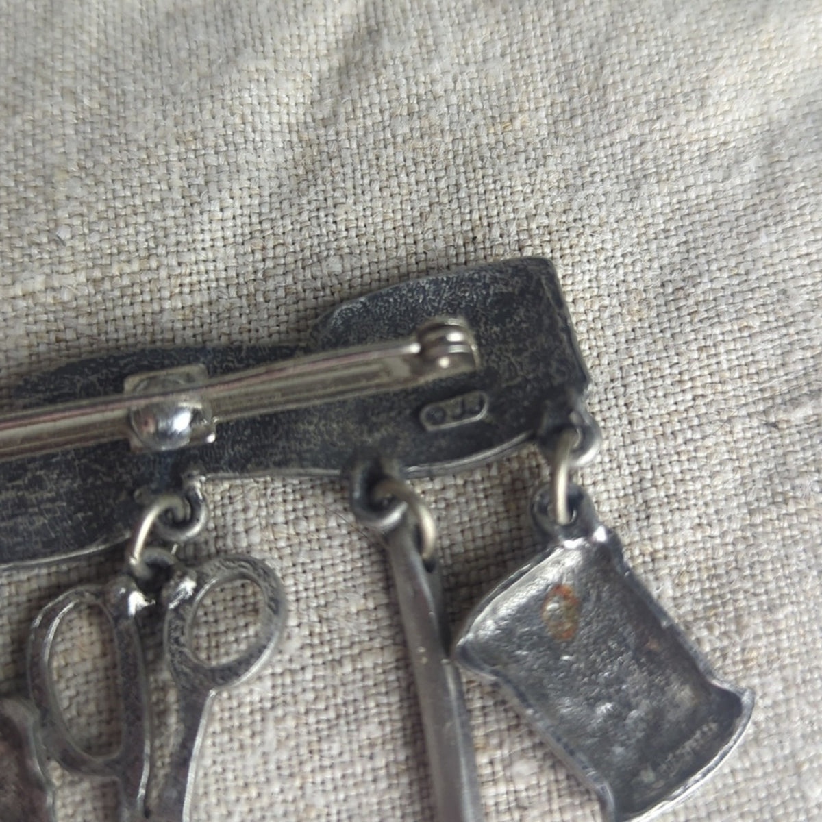 Vintage Sewing Motif Pin & Pewter Hoop Earrings Curated Maker Set