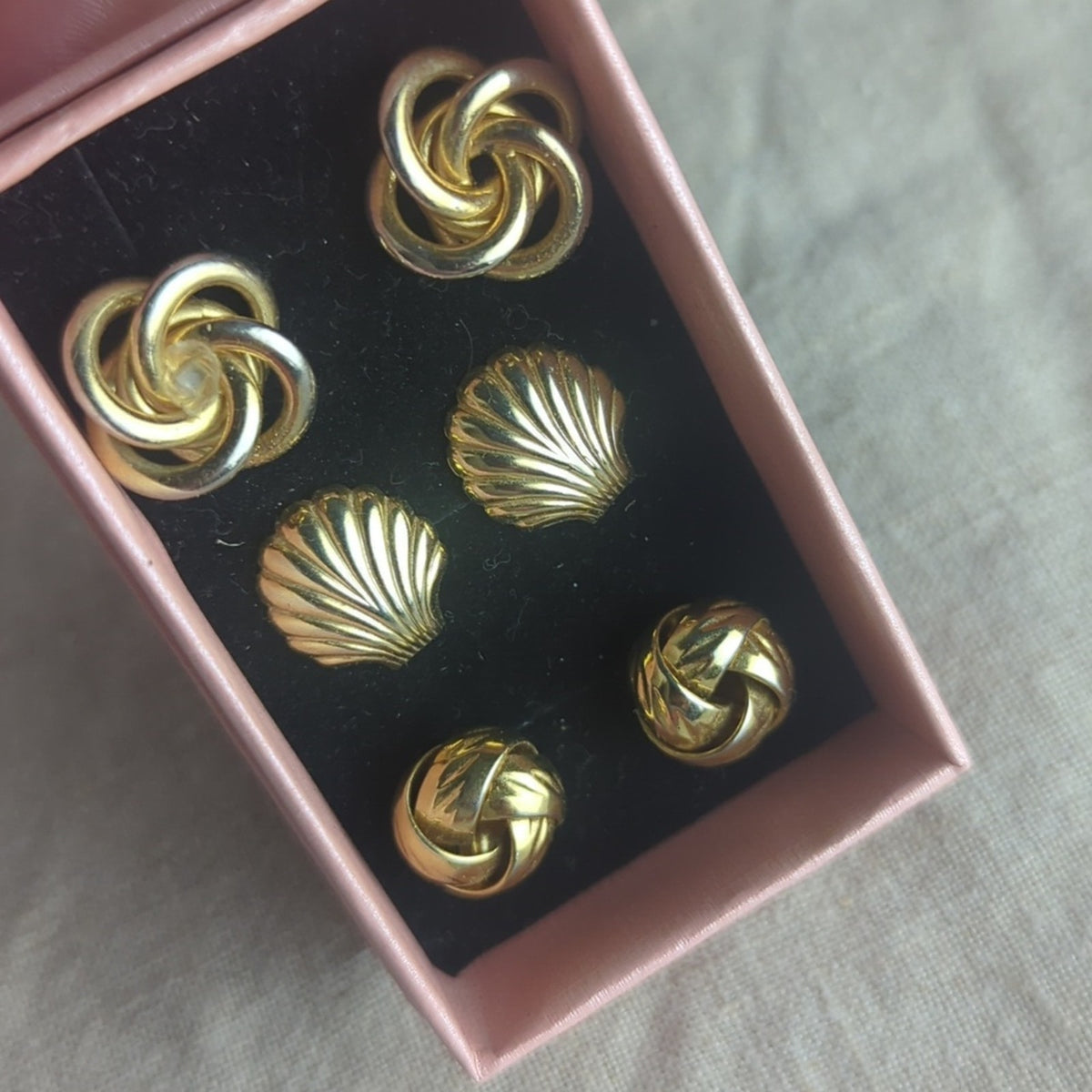 Vintage Gold Tone Earring Set Of 3 1980s Curated Costume Jewelry Collection