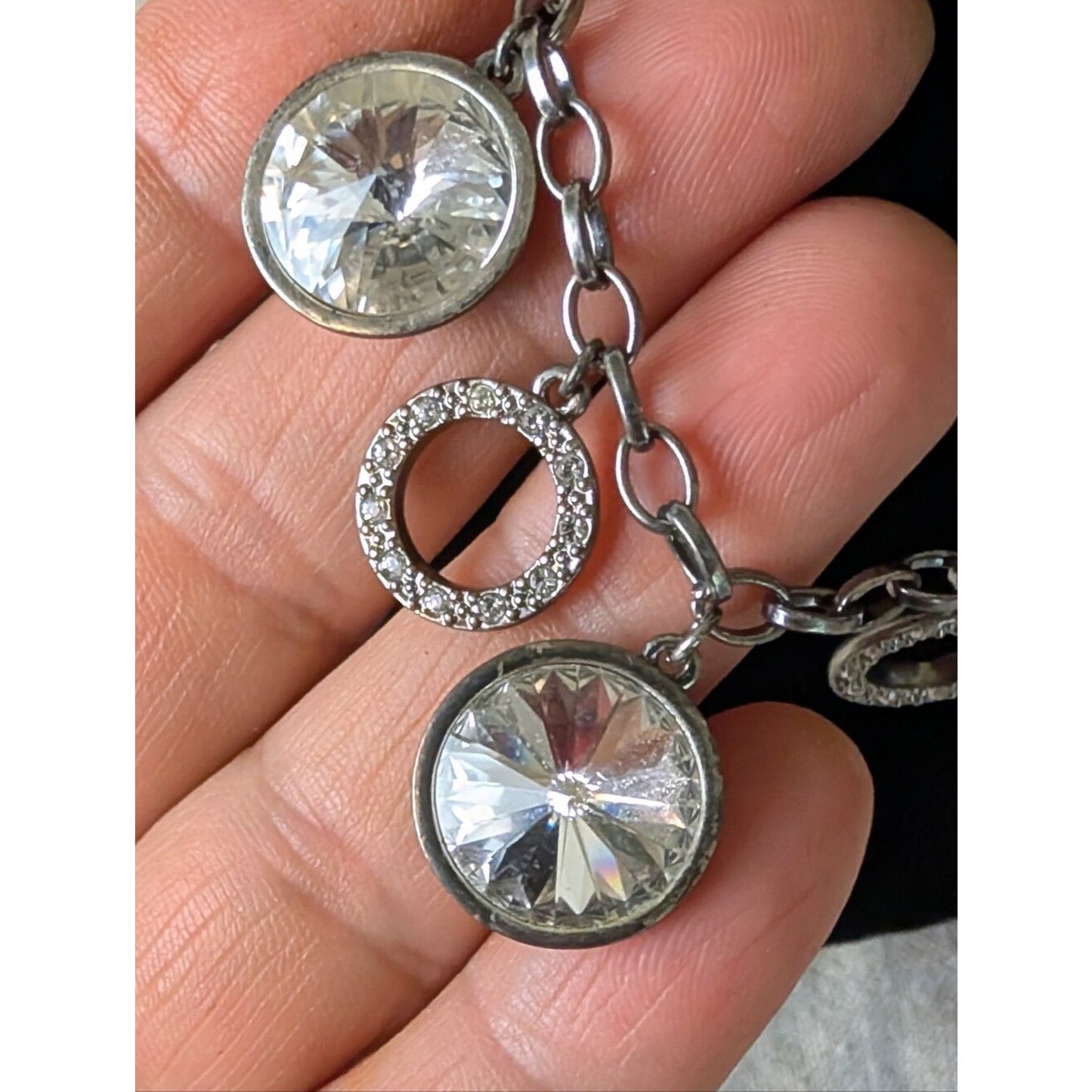 Touchstone Crystal by Swarovski Statement Necklace Faceted Crystal Pavé Charms