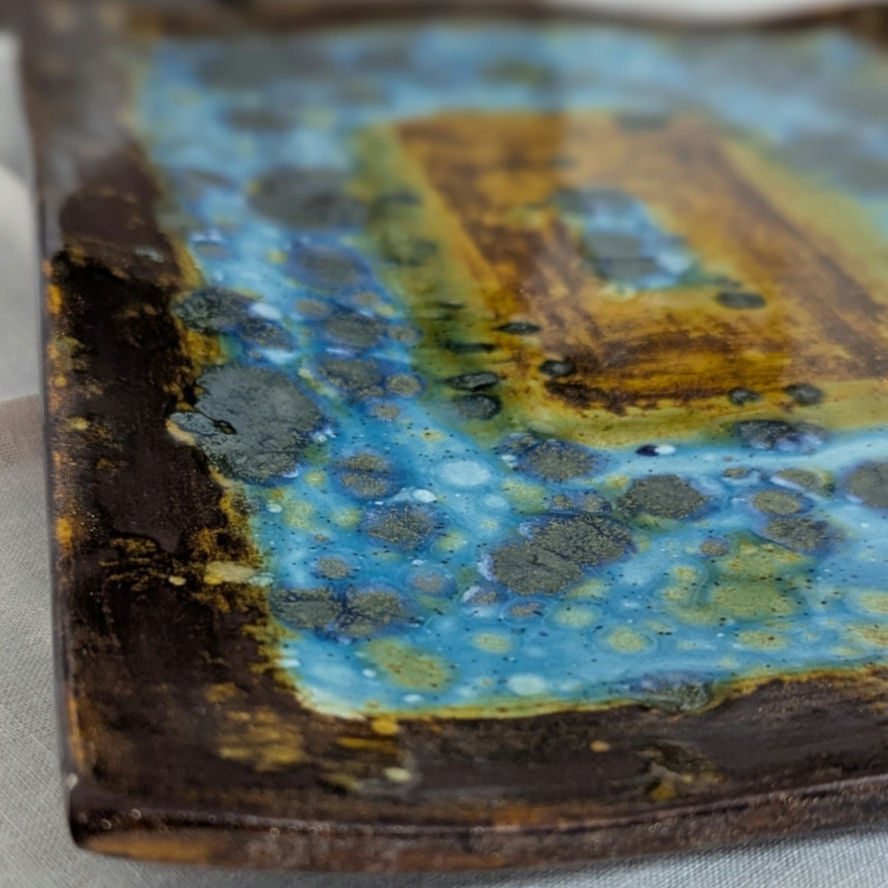 Wabi-Sabi Inspired Studio Pottery Platter Handmade Sculptural Ceramic Art Organic Modern 11x8