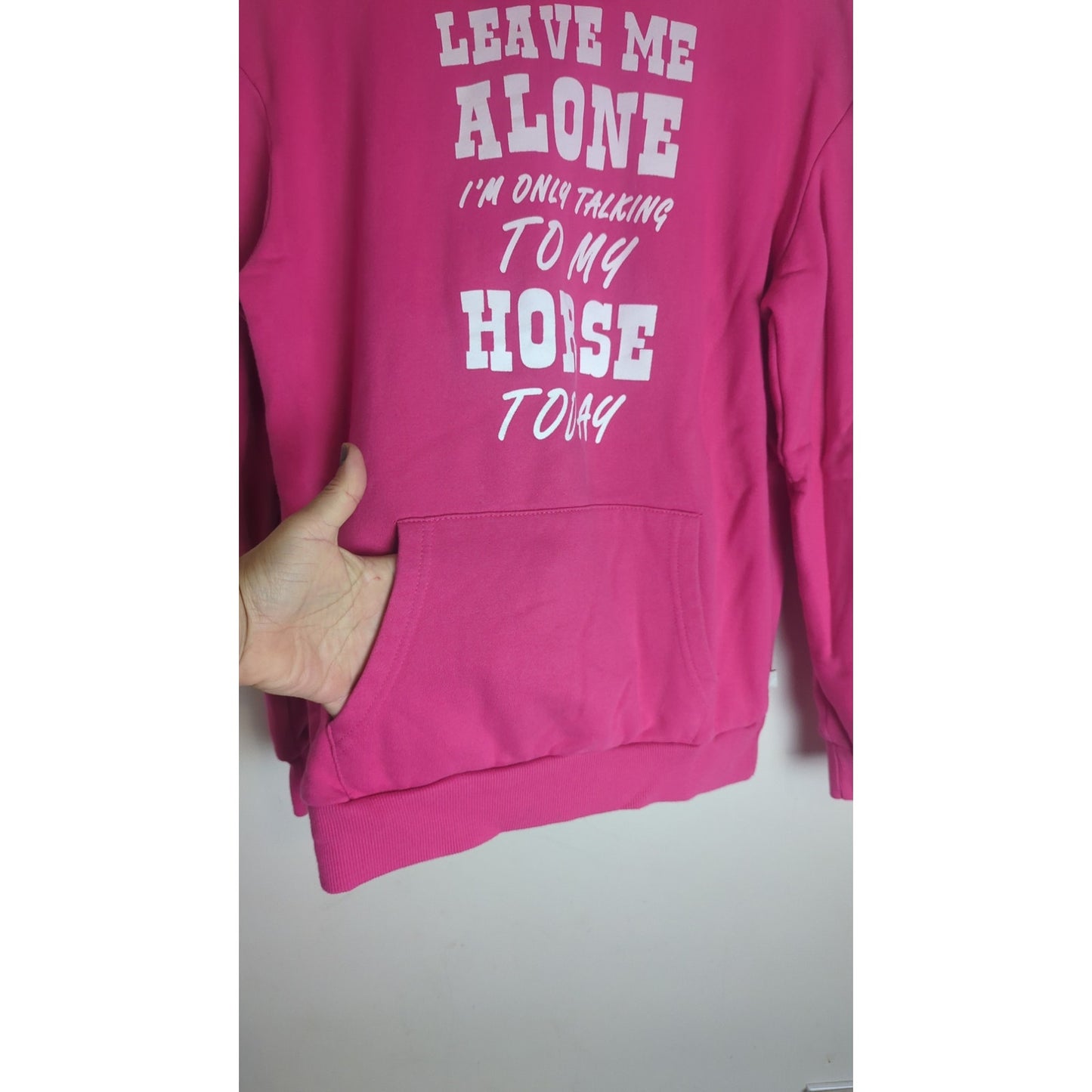 Horse Girl Cozy Hooded Barn Sweatshirt Kangaroo Pocket Women's Medium