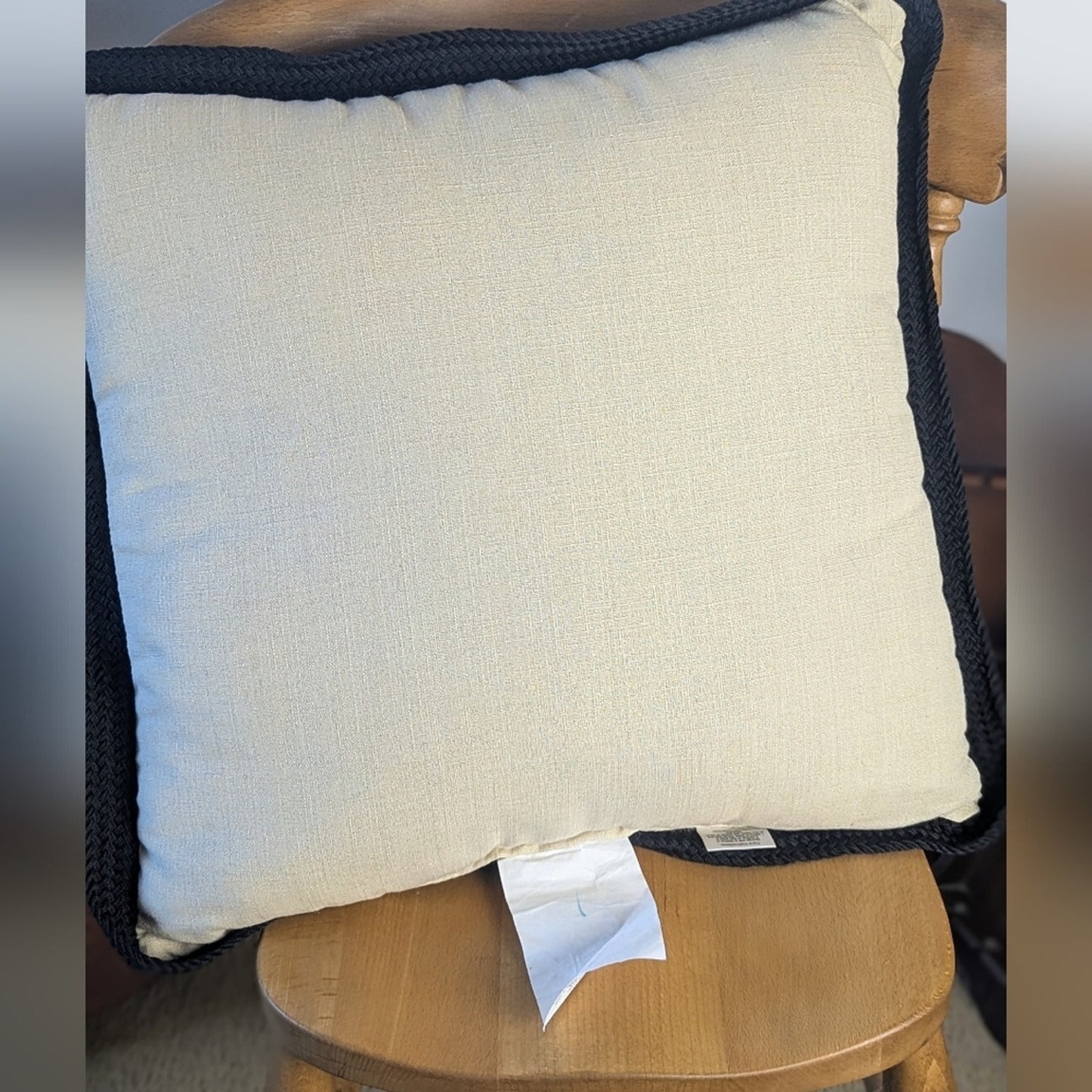 Hampton Bay 22x22 Pineapple Textured Throw Pillow Coastal Nautical Weaved Trim