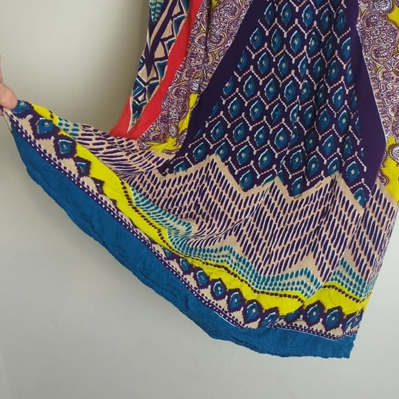 Boho Patchwork Print Art to Wear Pull-on Maxi Skirt Women's Size Medium