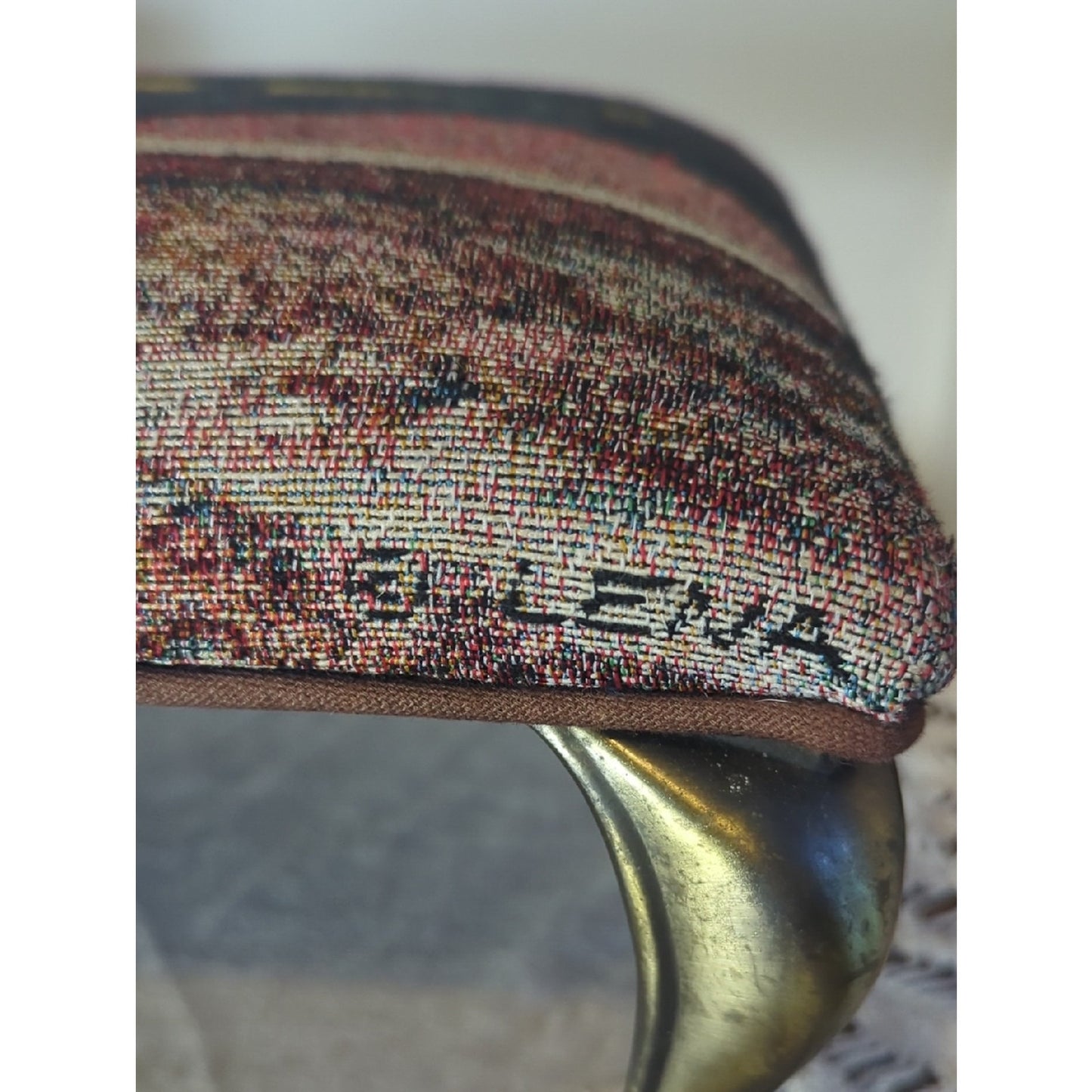 Vintage 90's/Y2K Tapestry Footstool  Baby Grand Piano Upholstery