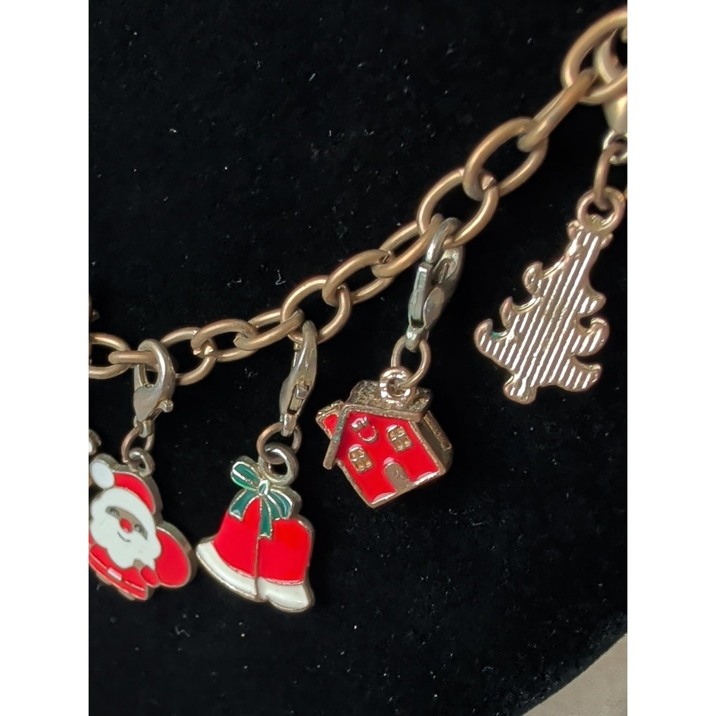 Vintage Christmas Charm Necklace Eclectic Holiday Charm Necklace Whimsical