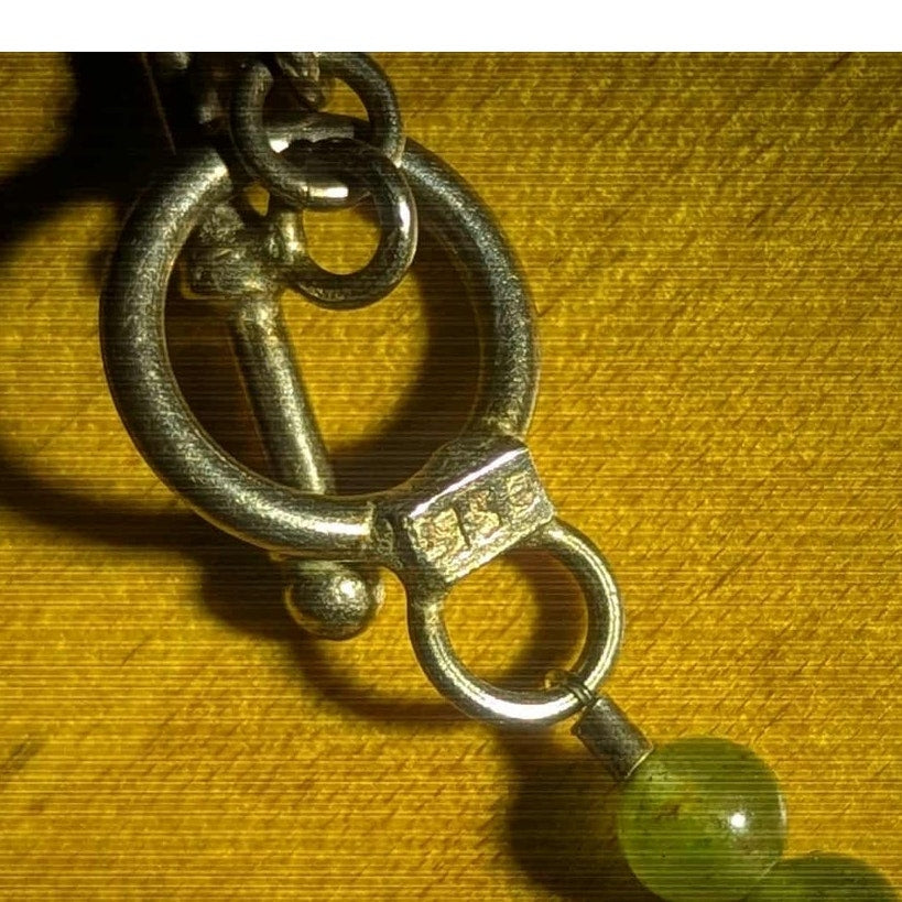 Vintage Handcrafted Sterling Silver & Green Aventurine Artisan Necklace Gemstone