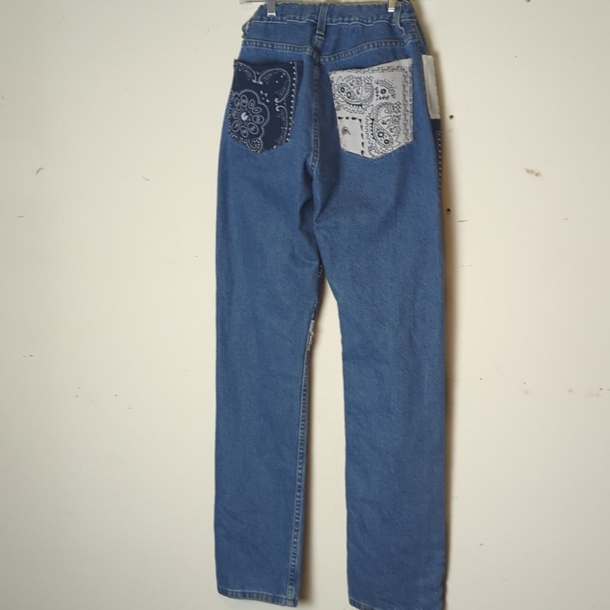 Highwaisted Jeans Upcycled Bandana Denim Y2K Streetwear