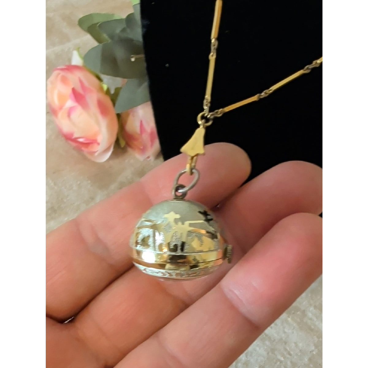 Vintage Sorna Swiss Made Pendant Watch Necklace Mid Century Gold Tone Retro