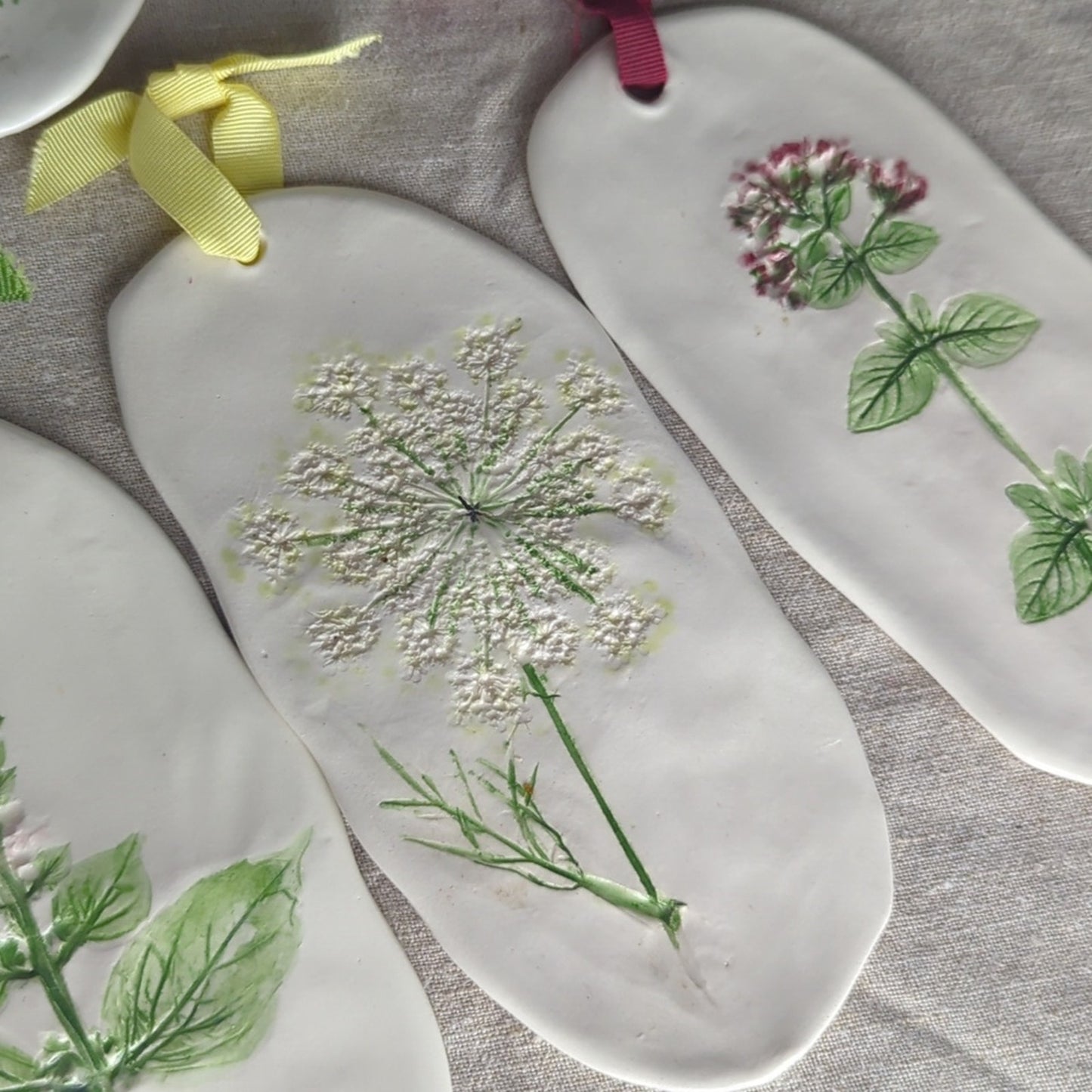 Hand Painted & Carved Herb Plaques Set of 8 Herb Kitchen Gallery Wall Display