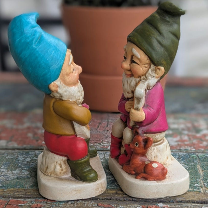 VTG 1970's Happy Musician Gnomes Cottage Fairy Whimsical Figures