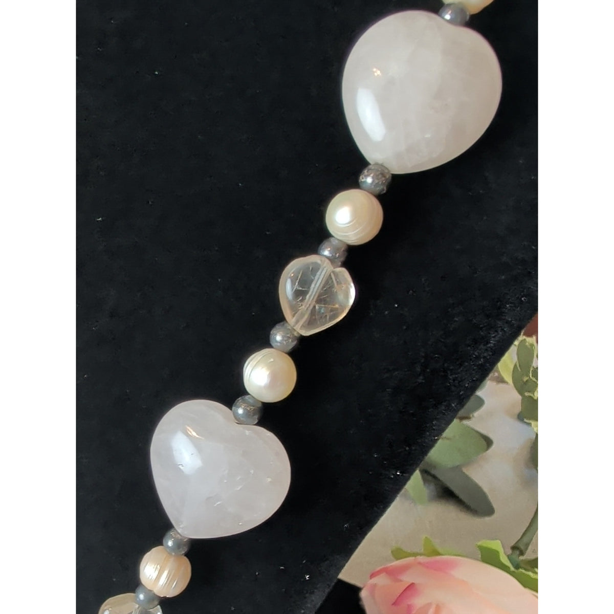925 Sterling Silver Freshwater Pearl & Natural Gemstone Necklace Artisan