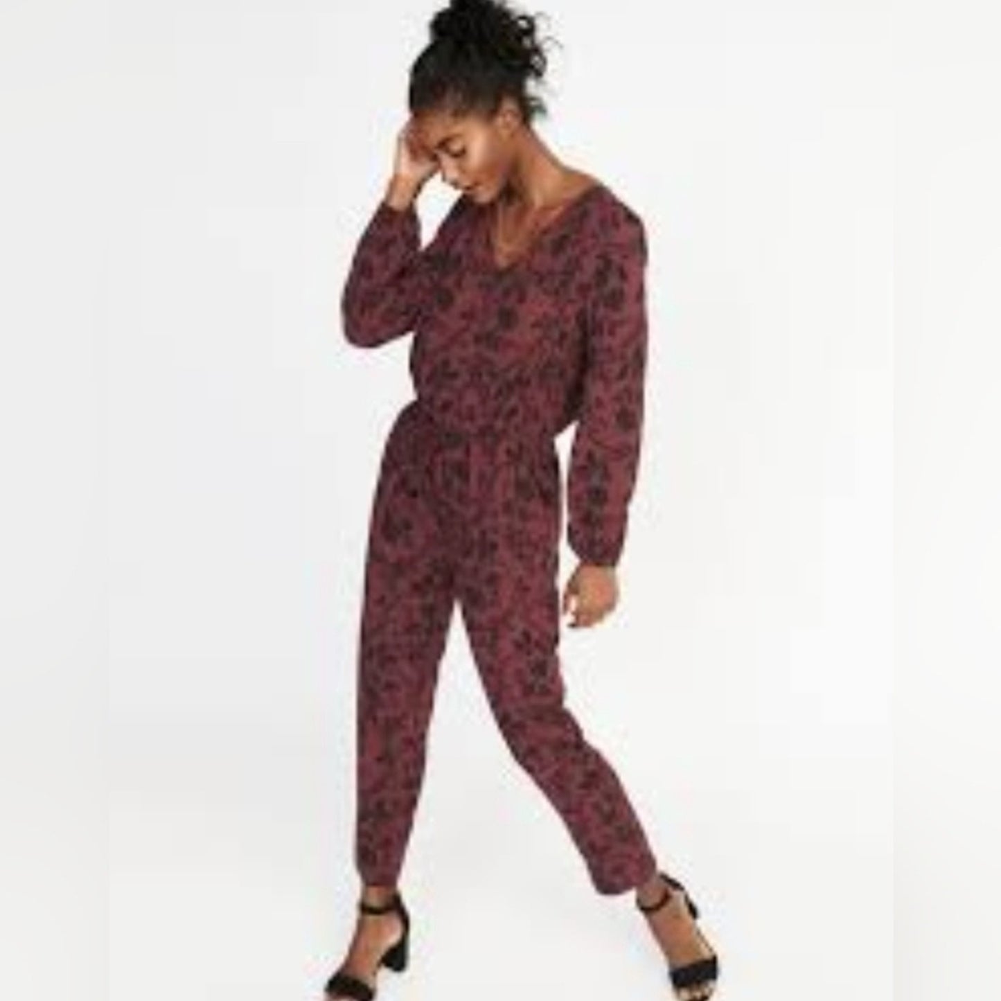 NWT Burgundy & Black Jumper Drawstring Elastic Waist Pockets Women's Small