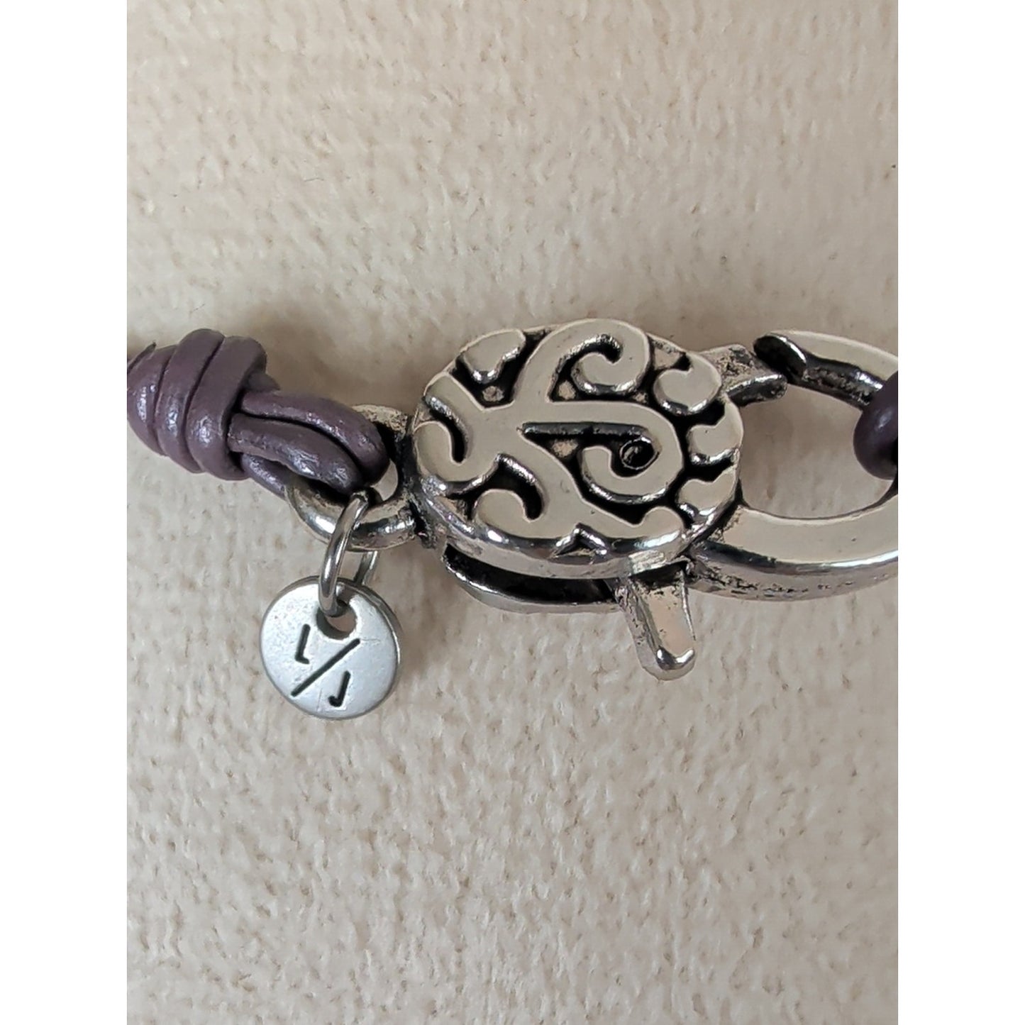 Lizzy James Leather Wrap Bracelet Necklace Convertible Silver & Gold Plated Sz L