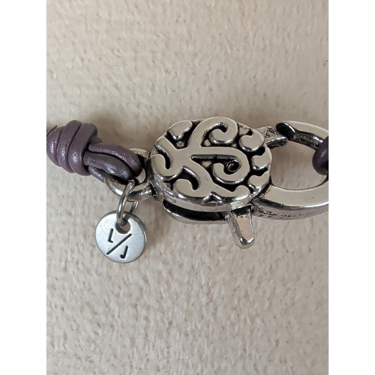 Lizzy James Leather Wrap Bracelet Necklace Convertible Silver & Gold Plated Sz L