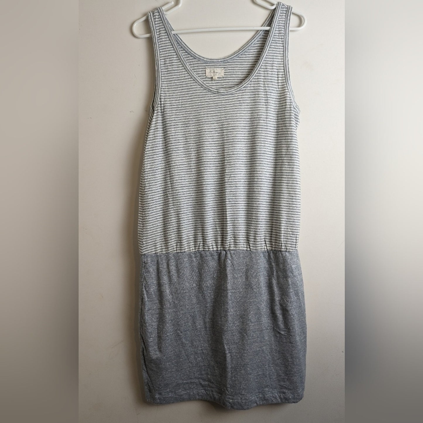 Linen Blend Slip-on Beachy Midi Sleeveless Dress Women's Medium