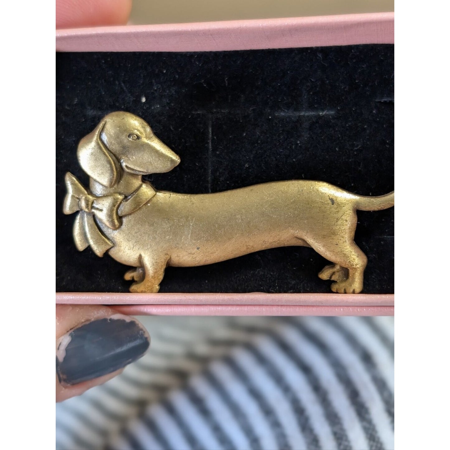 Vintage JJ Dachshund Brooch  Whimsical Wiener Dog Pin Bag Charm