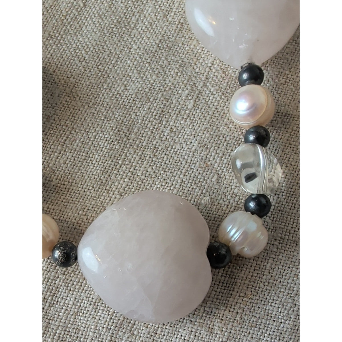 925 Sterling Silver Freshwater Pearl & Natural Gemstone Necklace Artisan
