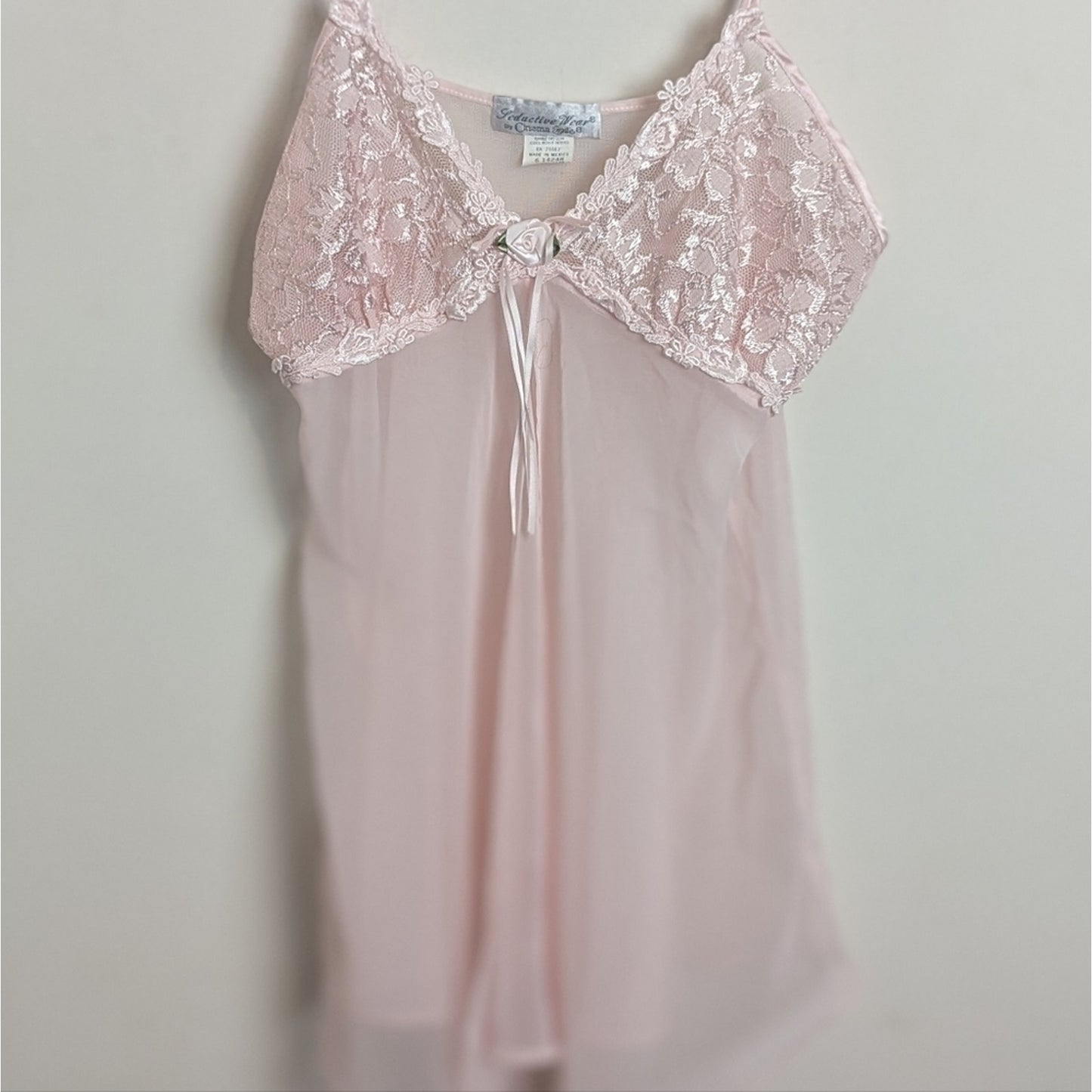Y2K Vintage Coquette Pink Lace & Embroidered Lingerie Top Women's Size Medium