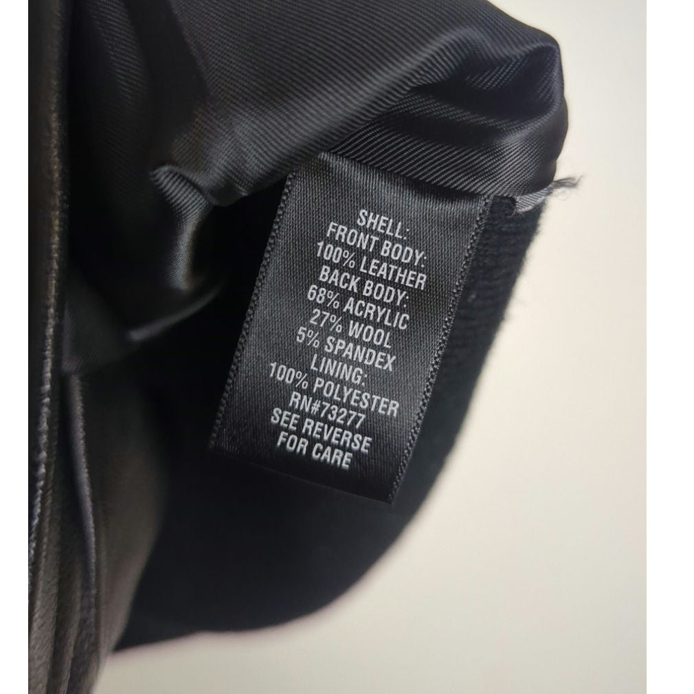 Vintage 90s Lambskin Leather Zip-Up Vest Black Biker Goth Women's Medium