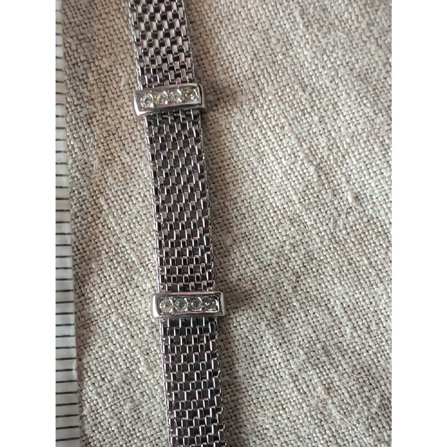Swarovski Crystal Mesh Bracelet Silver Tone Minimalist Glam