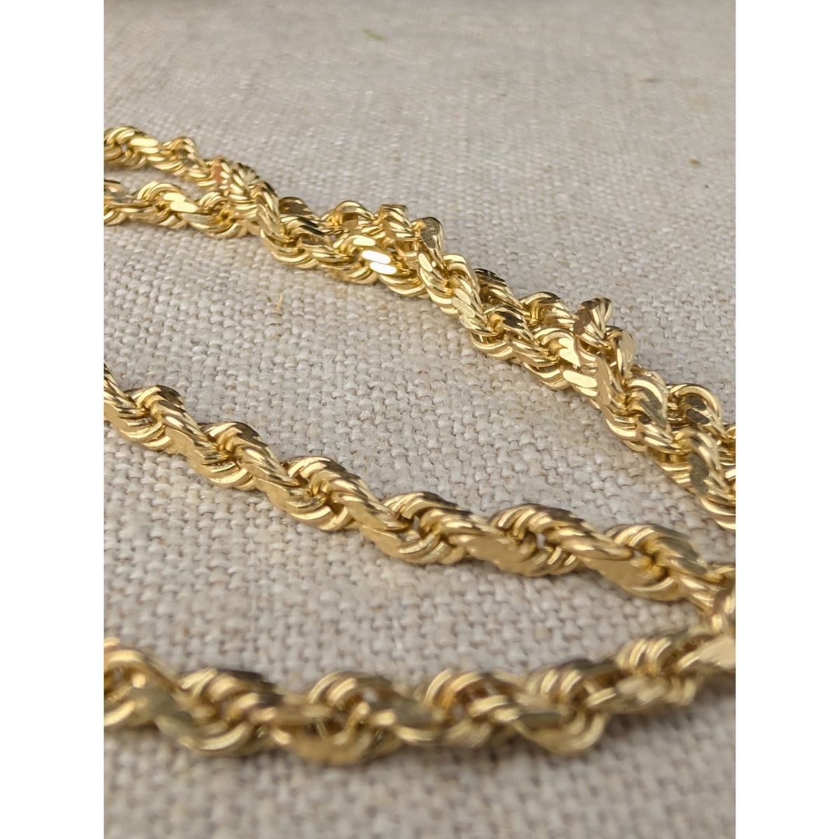Vintage 14K Yellow Gold Solid Rope Chain Necklace 14 Grams 585 3.5mm