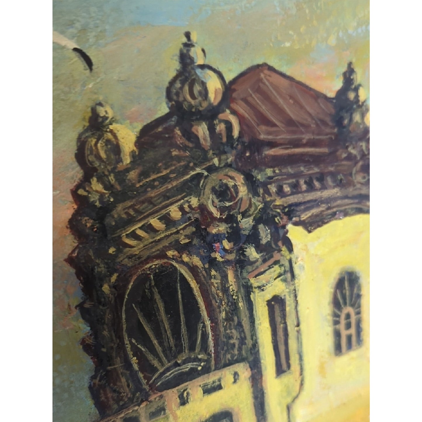 Signed Coastal Seascape Texture Painting Mediterranean Architecture Ocean Waves