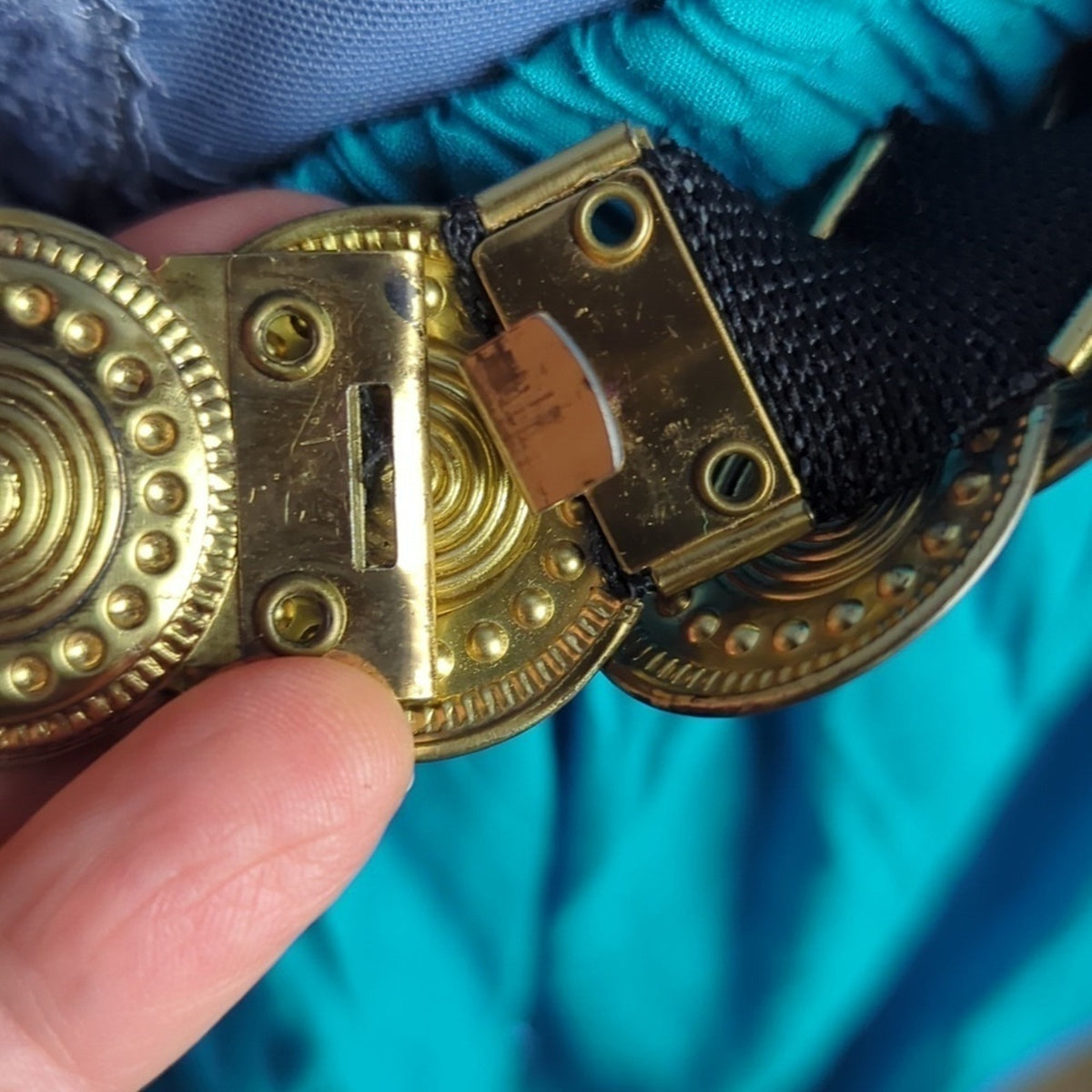 Vintage 94 GRD Coin Belt Metal Medallion Elastic Women's Size Small/Medium