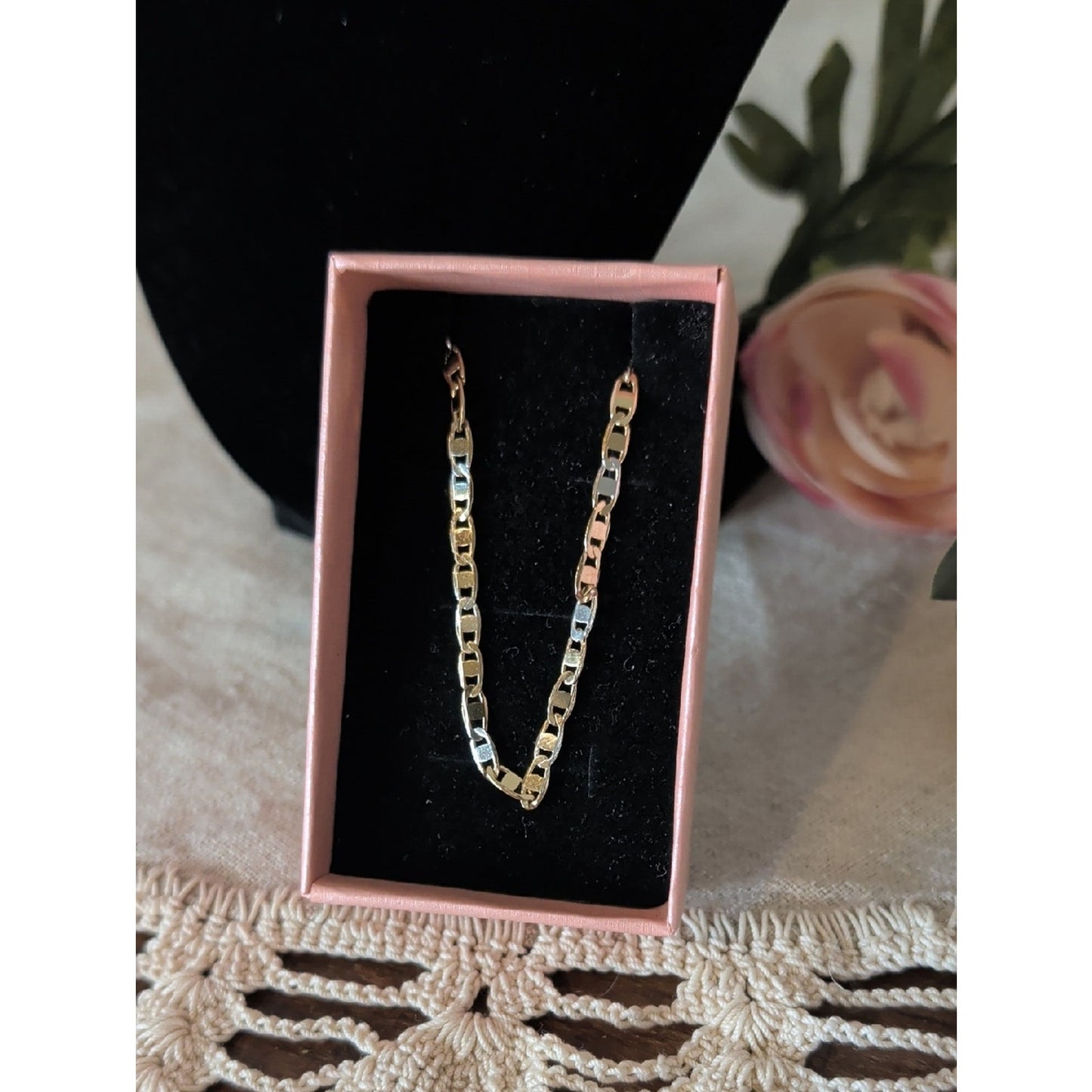 FJ Fallon Gold Tone Women's Figaro Link Necklace Everyday Wear