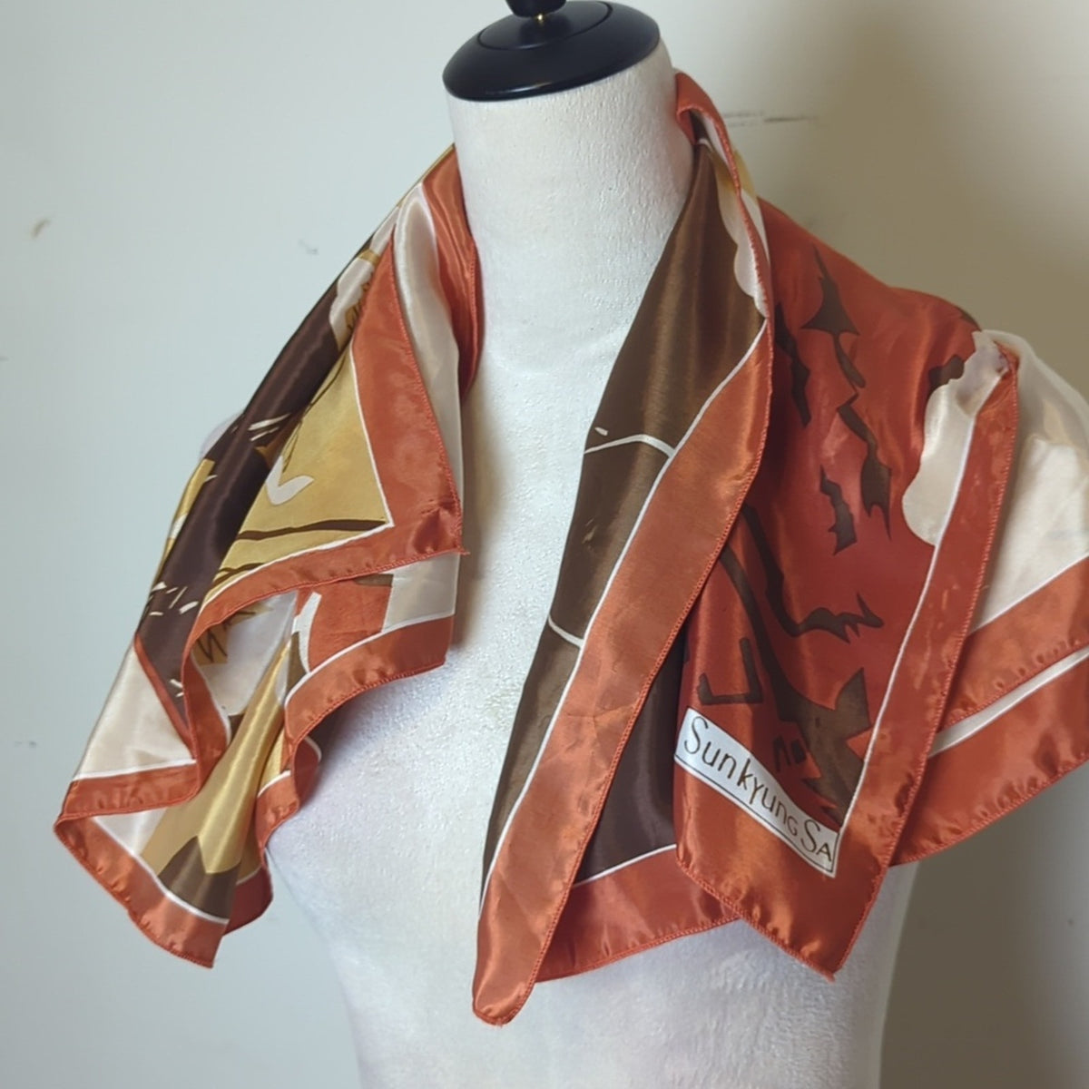 Vintage Desert Canyon Scenic 80's- 90s Western Landscape Satin Scarf