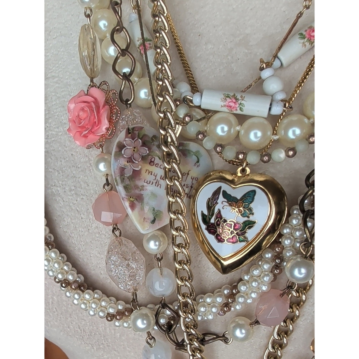 21-Piece Coquette Jewelry Bundle 11 Necklaces, Earrings & Vintage Brooches