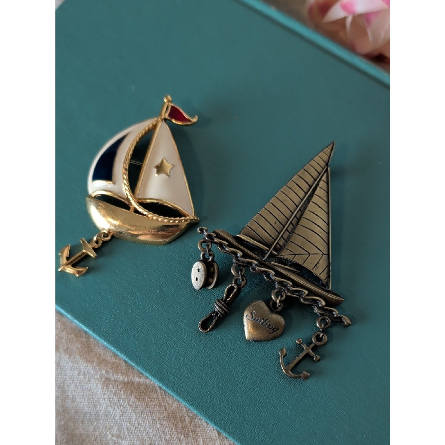Vintage Nautical Sailboat Brooch Lot JJ Avon  Coastal Grandma Maritime Cottagec