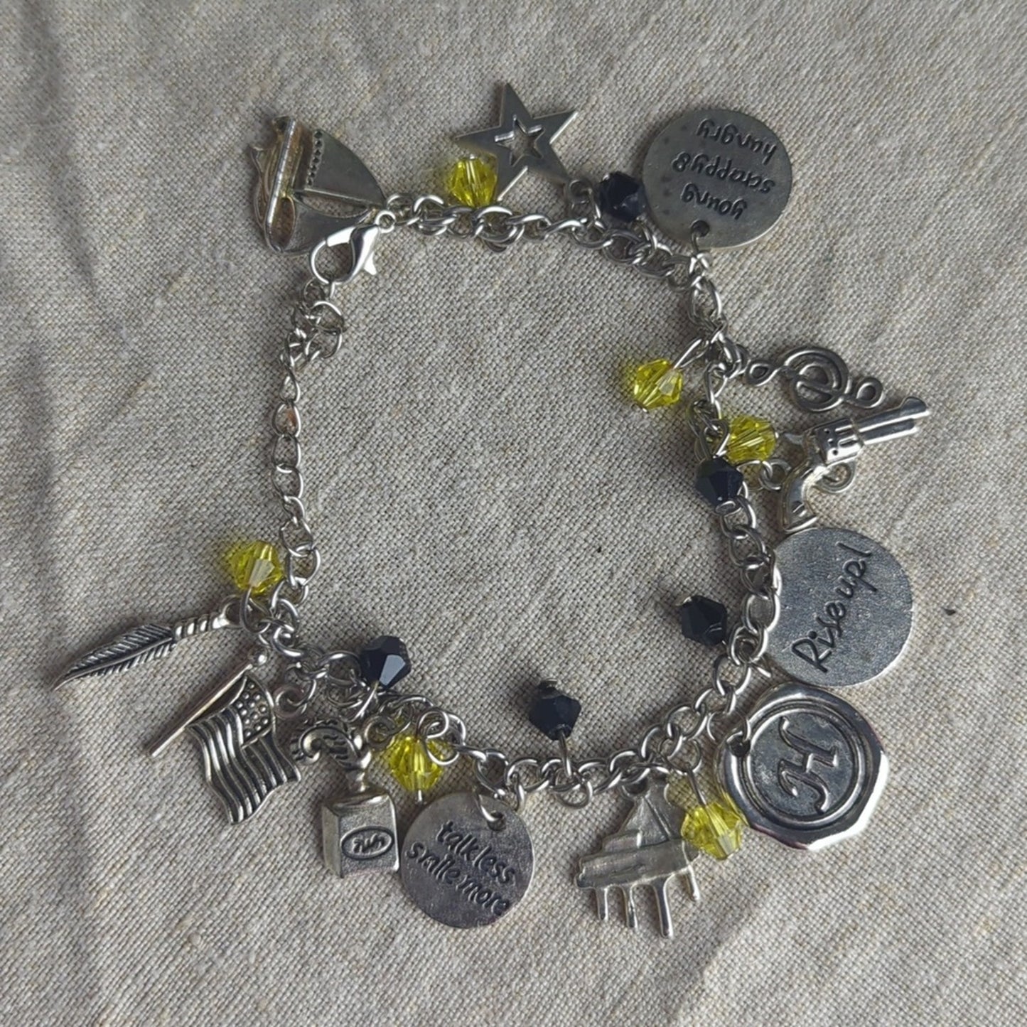 Eclectic Charm Bracelet Music Note Piano Nautical Star Mixed Metal Inspirational