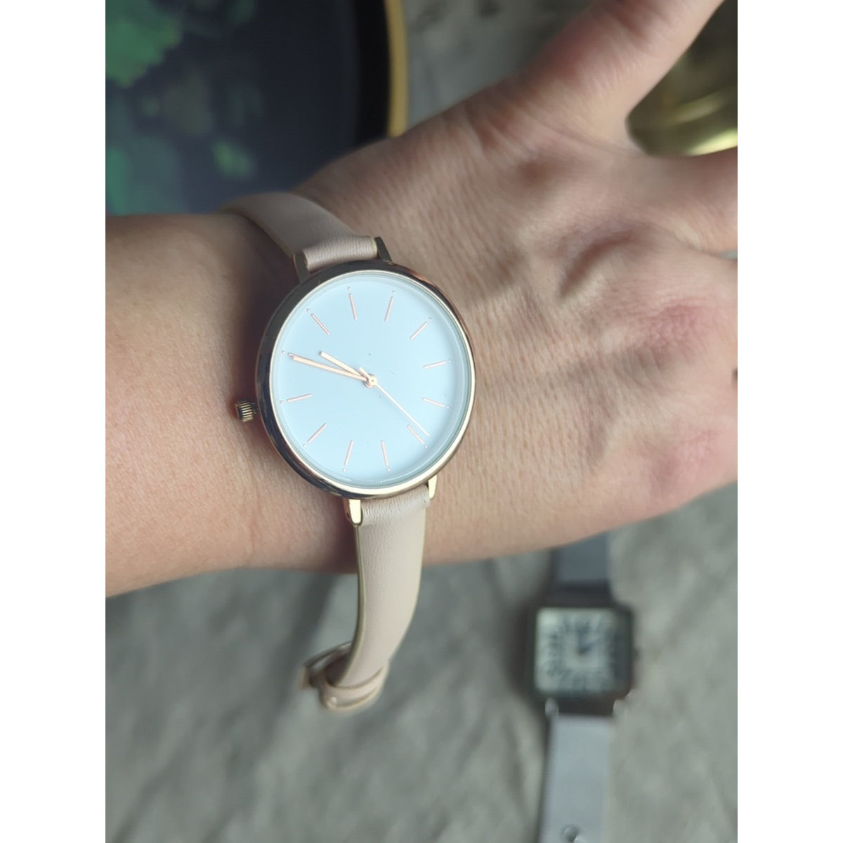 Curated Watch Stack Set Y2K Statement Minimalist Blush Watch | Layered Bracelets