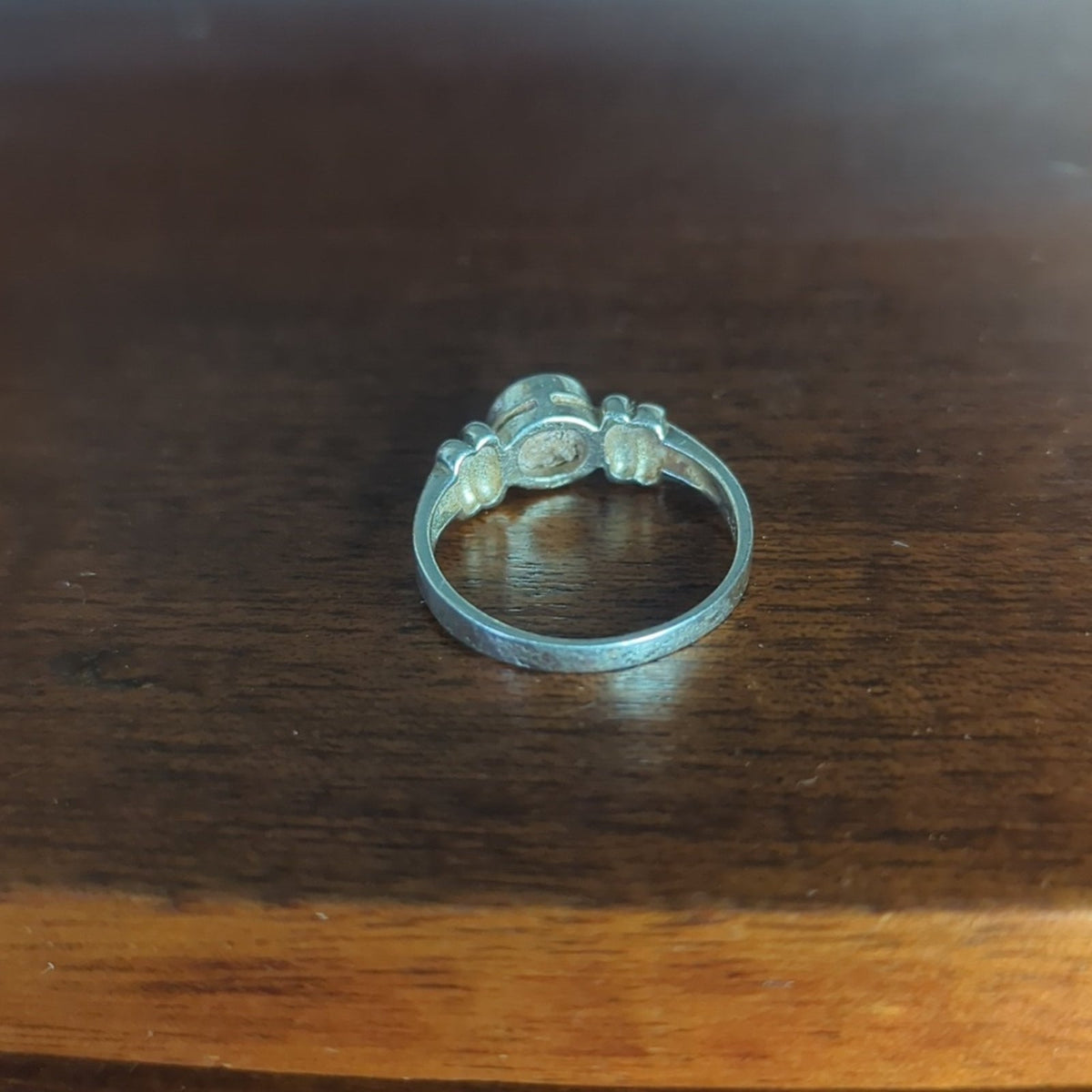 Vintage Sterling Silver Cat’s Eye Ring  Blue Chatoyant Glass Cabochon