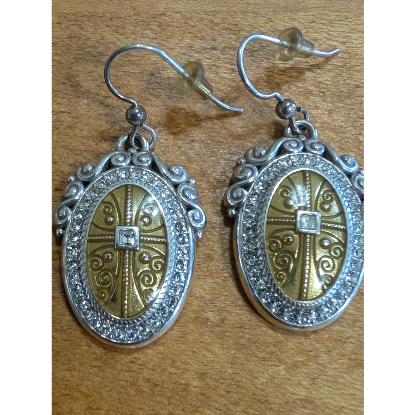 Brighton Truthful Cross Dangle Earrings Crystal Silver Tone Inspirational Faith