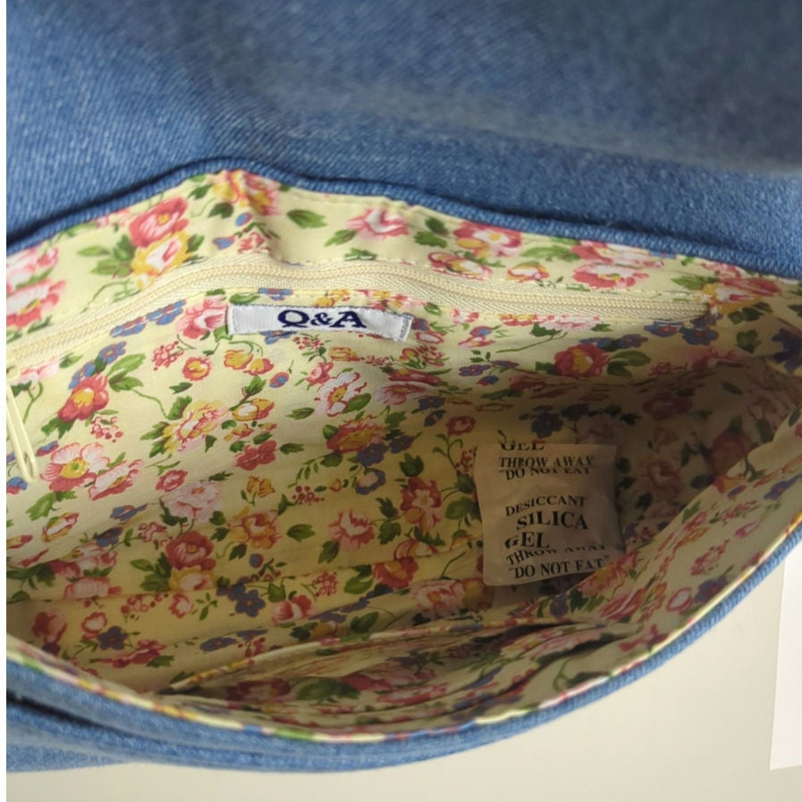 NWT 2 Bundle Y2K Q&A Denim Handbags Embroidered Patchwork