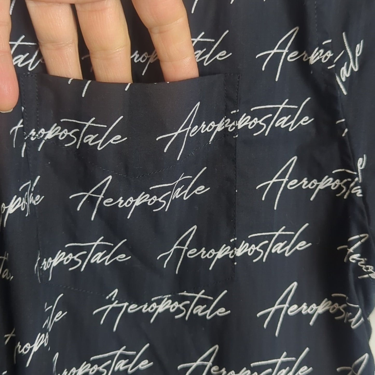 NWOT Logo All-Over Print Aeropostale Button Down Shirt Men's Size XL