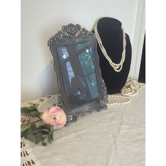 Vintage Rose Metal Picture Frame 10x7 Romantic Cottage Decor  Coquette Vanity