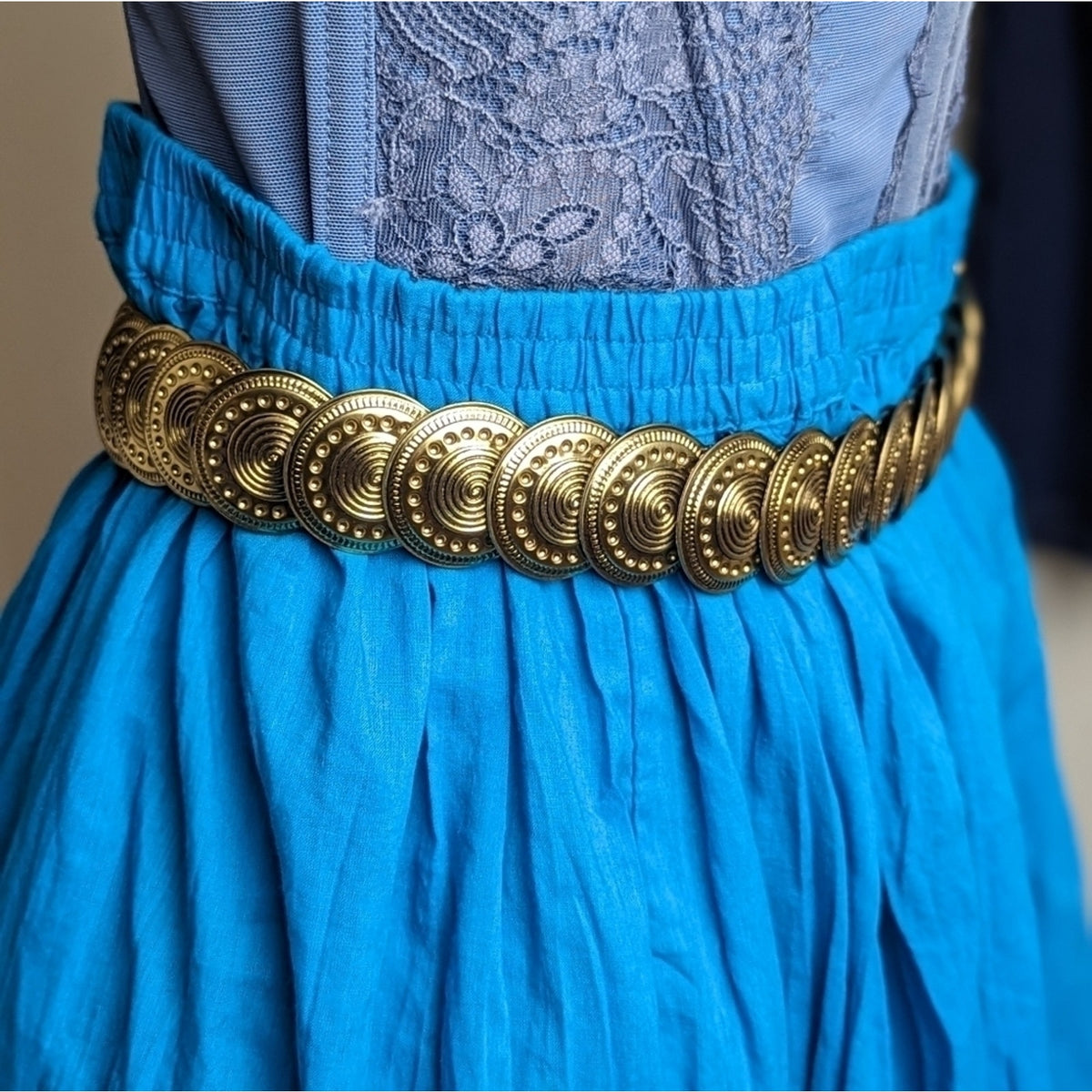 Vintage 94 GRD Coin Belt Metal Medallion Elastic Women's Size Small/Medium
