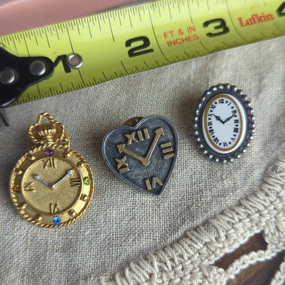 90s Y2K Clock & Watch Brooch Set Whimsigoth Fairycore Costume Jewelry