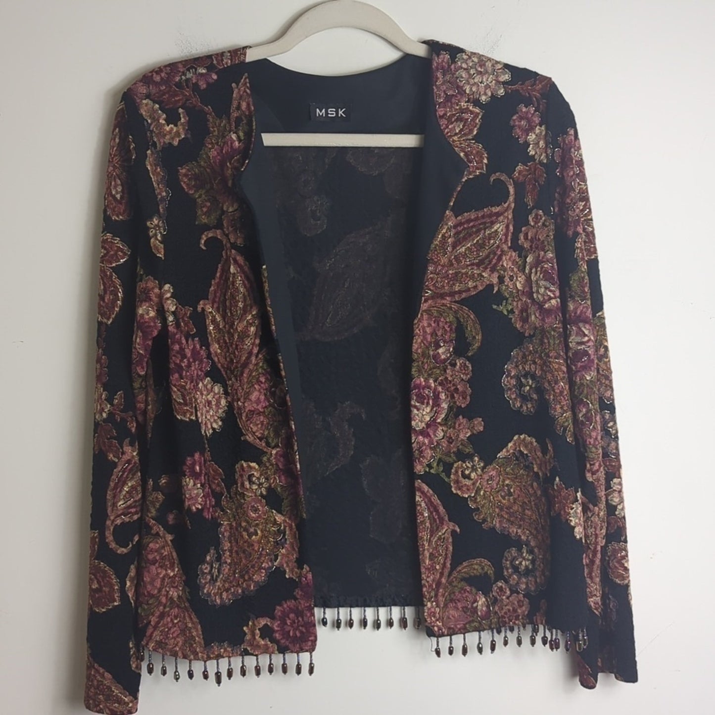 Whimsigoth Y2K Cardigan Floral Paisley Animal Print Background Jewel M