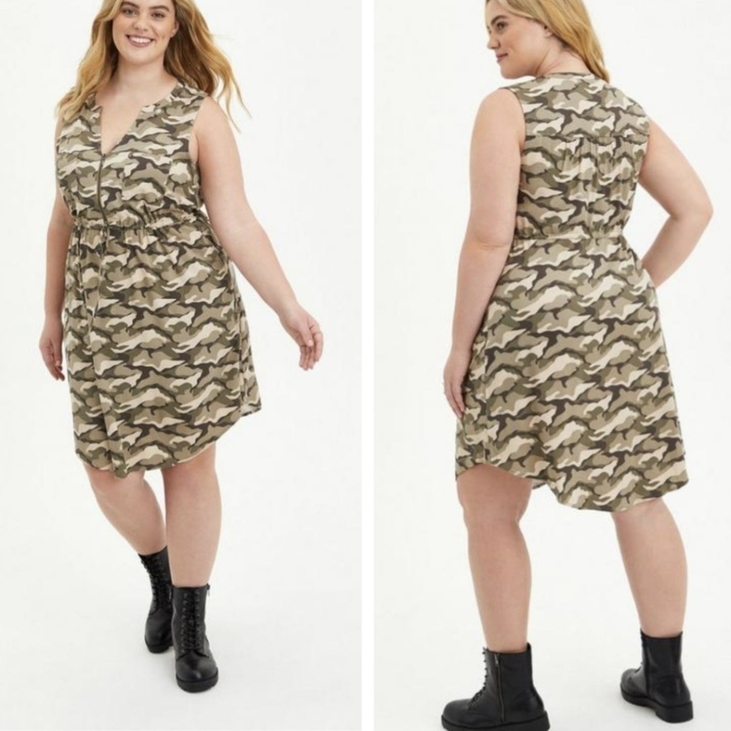 Mini Challis Zip-Front Shirt Dress Camp Women's Size 2X