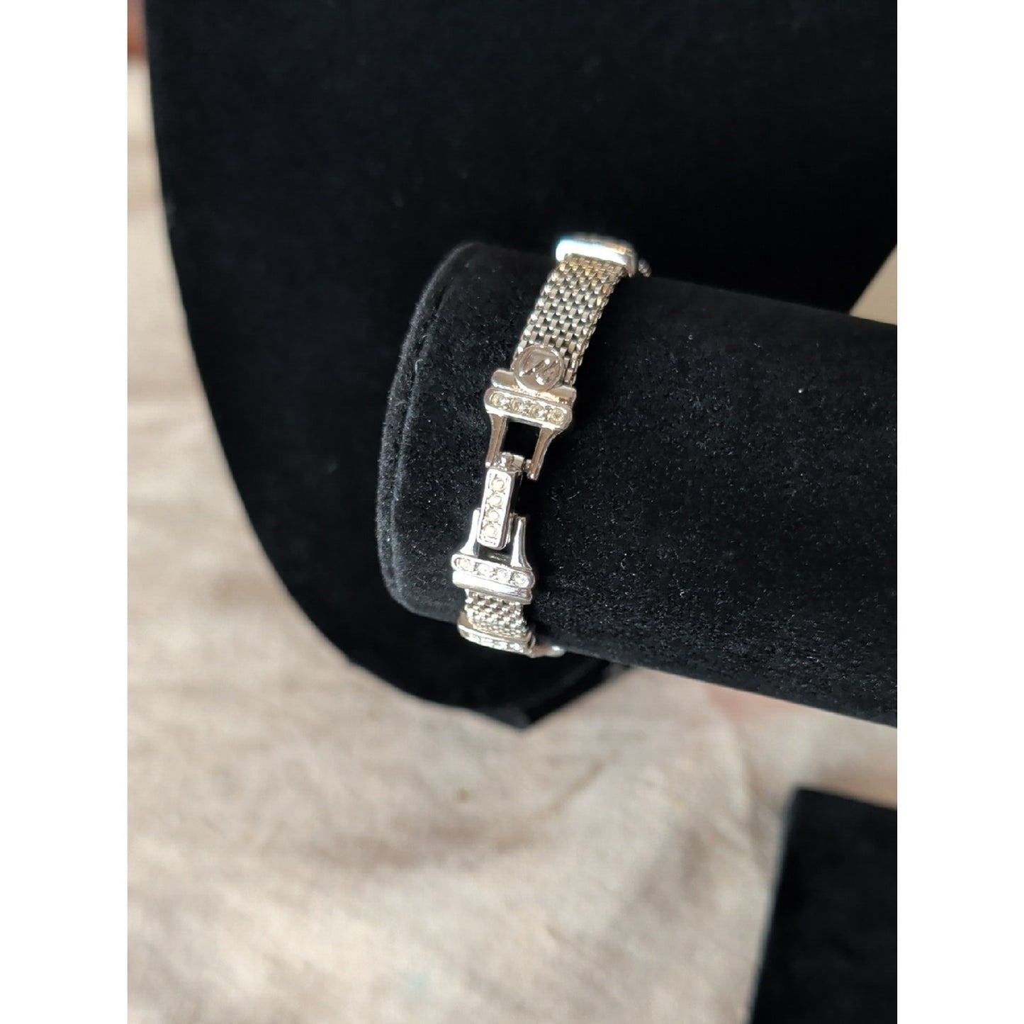 Swarovski Crystal Mesh Bracelet Silver Tone Minimalist Glam