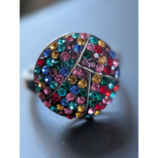 Colorful Rhinestone Cocktail Ring Y2K Dopamine Glam Statement Ring  Whimsical