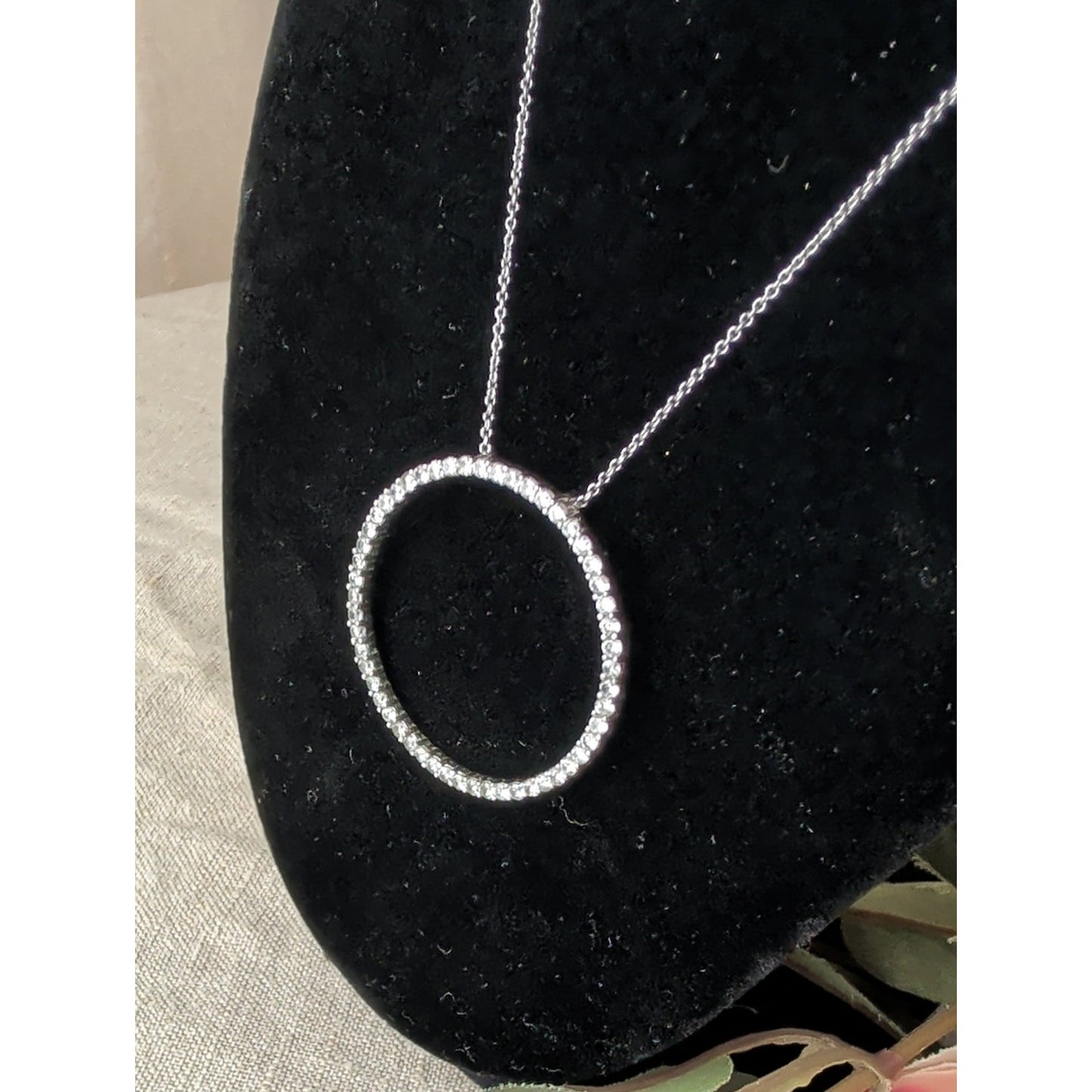 Sterling Silver CZ Circle Necklace 925  Pavé Eternity Karma Pendant Minimalist