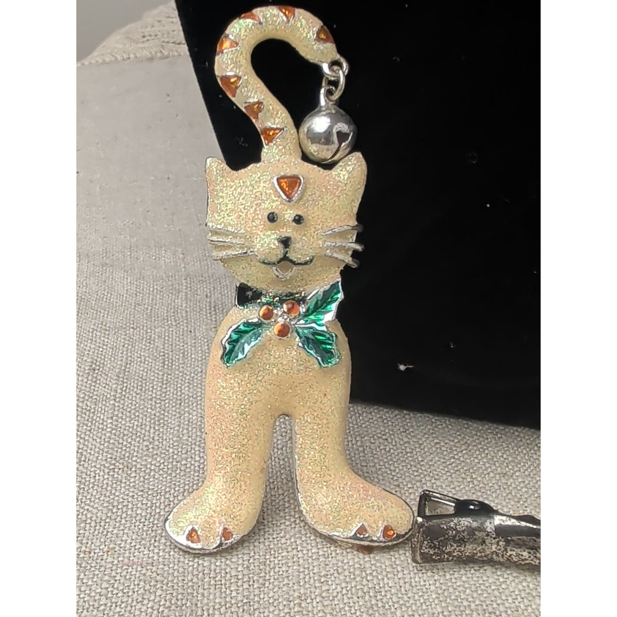 Vintage Christmas Santa Holiday Brooch Charm & Earring Set