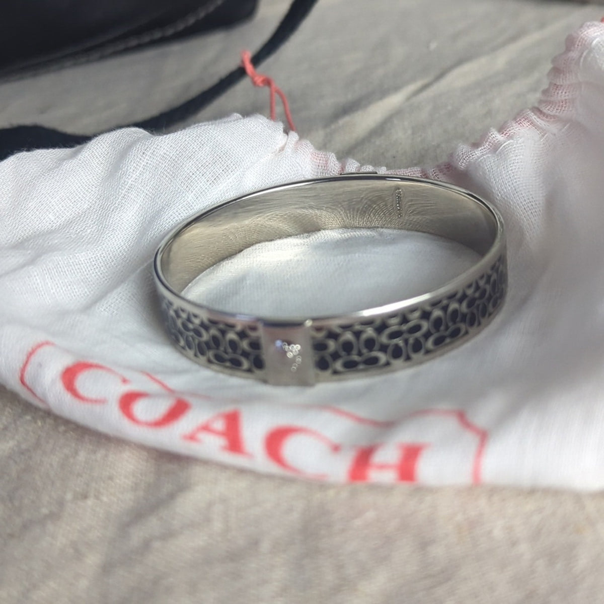 Coach Signature C Bangle Bracelet with Dust Bag Designer Gift Ready Jewelry
