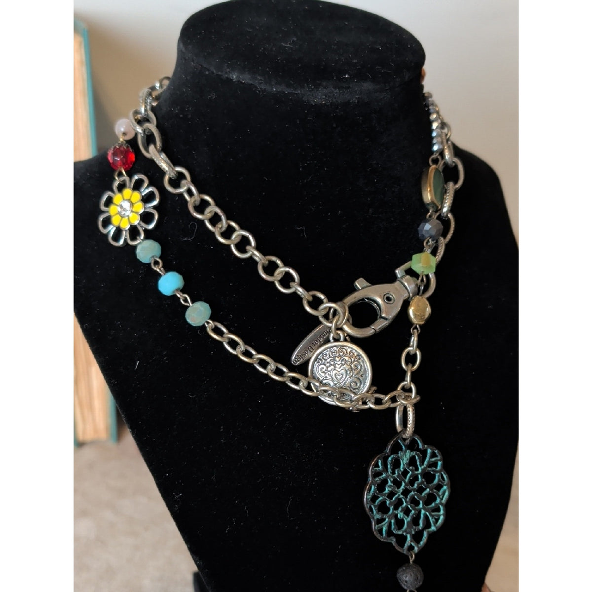 Plunder Boho Charm Necklace & Snap Cuff Bracelet Set Eclectic Festival Jewelry