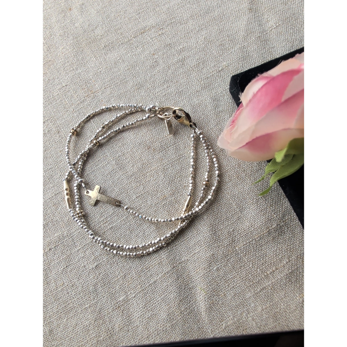 Sundance Catalog Robin Braun RB Gold Filled Multi Strand Cross Bracelet 7.25"