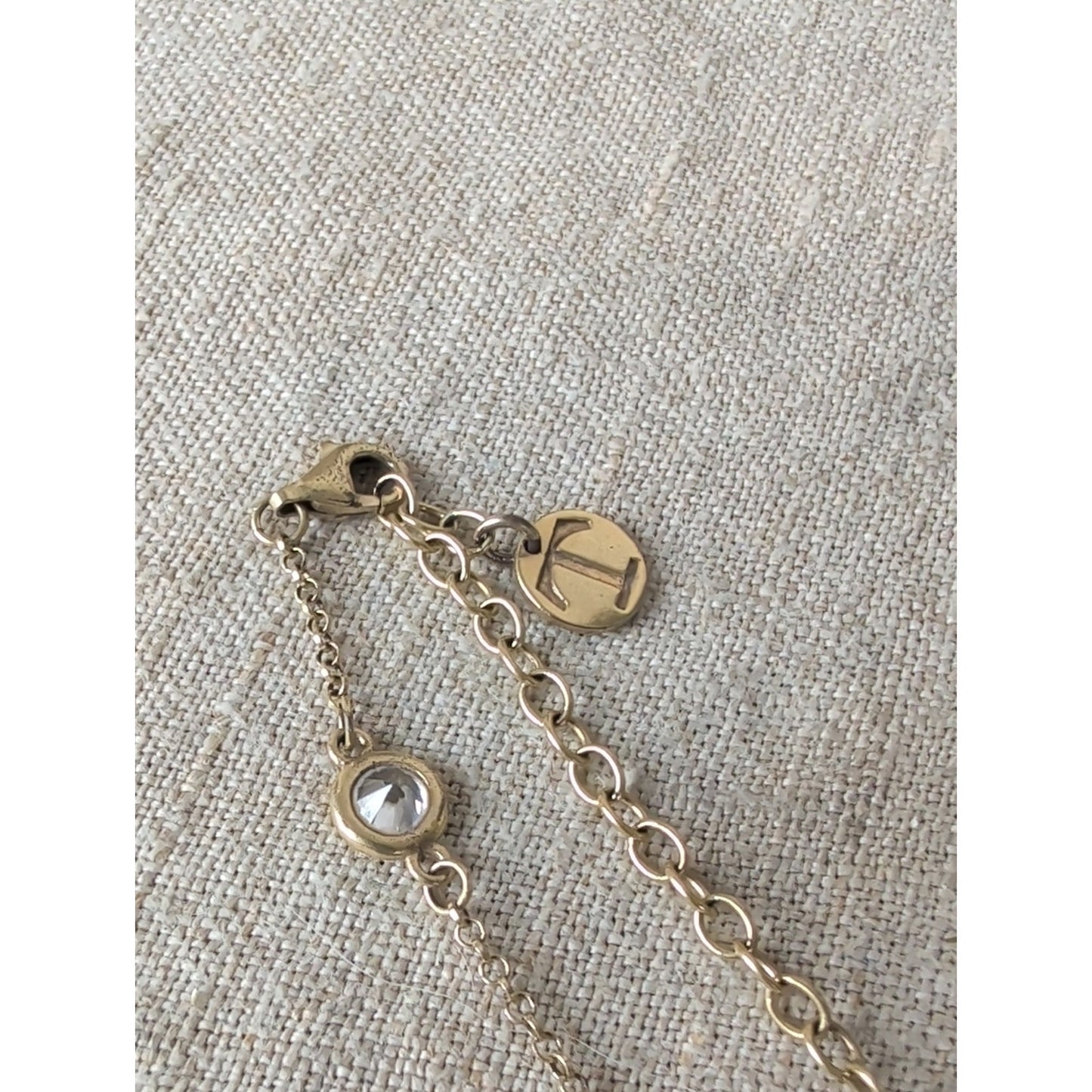 Vintage Talbot's 925 Sterling Silver Crystal Station Necklace Bezel Set Dainty